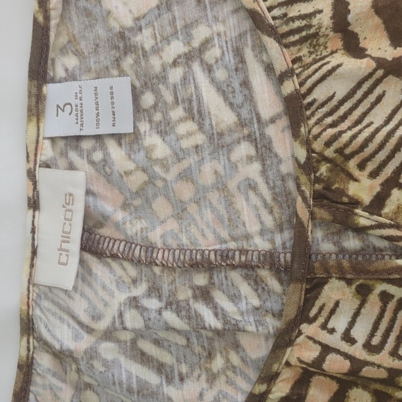 Chico's Dolman Sleeves Geometric print Relaxed Fit Boho Coastal Grandma Top - Picture 4 of 8